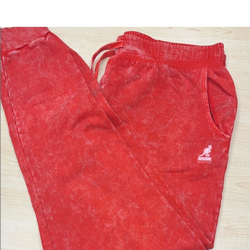 Kangol Vibrant Red Acid Wash Joggers